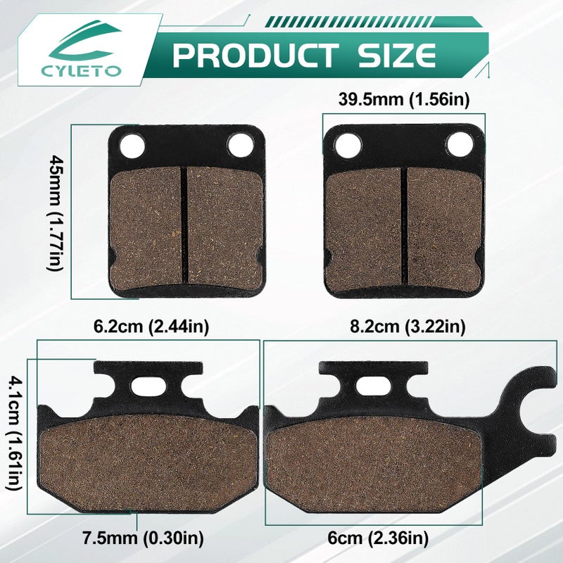 Cyleto Kodiak 400 Brake Pads for YAMAHA YFM400 Kodiak 400 2000 2001 2002 2005 2006 / YFM 400 Grizzly 2007 2008 - Image 4